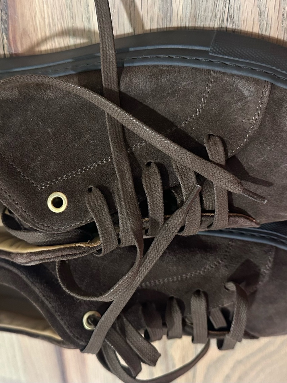 Men's Dark Brown Suede Lace-Up Sneakers - Picture 3 of 6